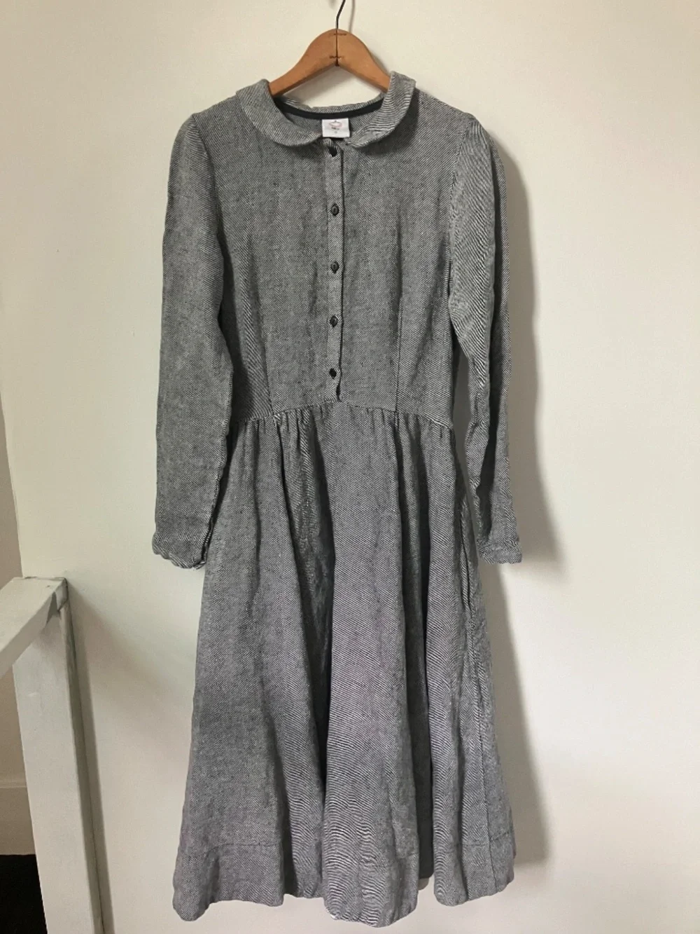 Son de Flor twill linen classic dress in grey moon